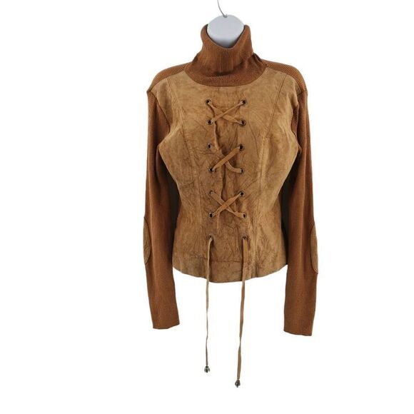 Vintage Knit & Suede Corset Sweater - Picture 1 of 7